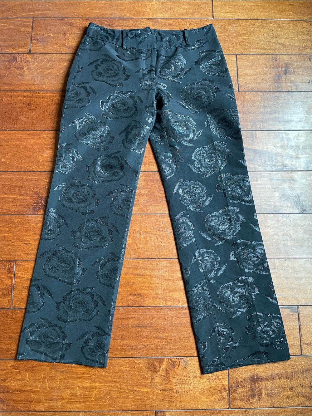 NWOT The Limited Drew Fit textured Rose Floral Jacquard Damask Dress Pants 8